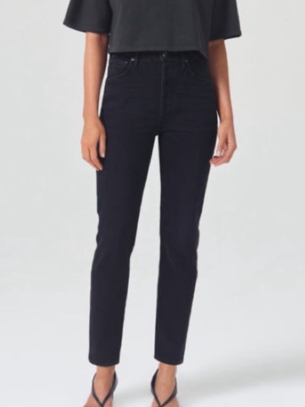 AGOLDE Riley High Rise Buttonfly Black Wash Jeans 
Size 24.